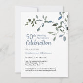 ブルーウォーエレガントターカラー25結婚周年 招待状 (正面)