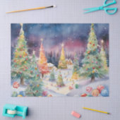 ブルーウォーカラフルターカラーの切り離し冬シーン 薄葉紙 (クラフト)