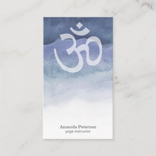 ブルーウォーグラデーションターカラーオムヨガインストラクター 名刺 (正面)