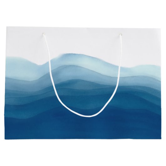 ブルーウォーグラデーションターカラーOhベビーシャワー ラージペーパーバッグ (裏面)