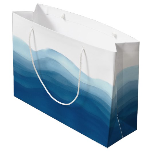 ブルーウォーグラデーションターカラーOhベビーシャワー ラージペーパーバッグ (裏面アングル)