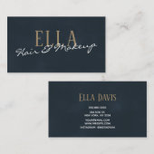 ブルーウォースタイリッシュターカラーヘアメイクアップ 名刺 (正面/裏面)