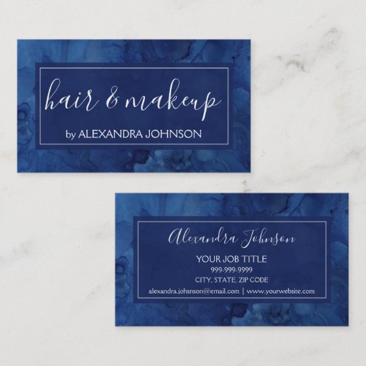 ブルーウォータカラーモダン抽象芸術スプラッシュ 名刺 (正面/裏面)