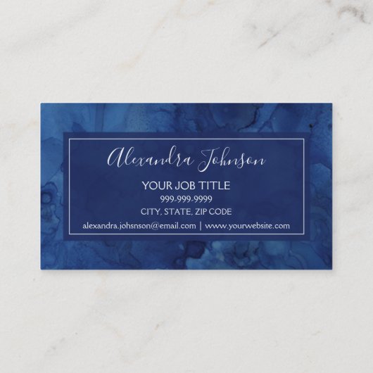 ブルーウォータカラーモダン抽象芸術スプラッシュ 名刺 (裏面)