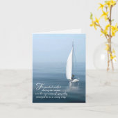 ブルーウォーターに帆船悔やみや弔慰ありがとう カード (黄色い花)