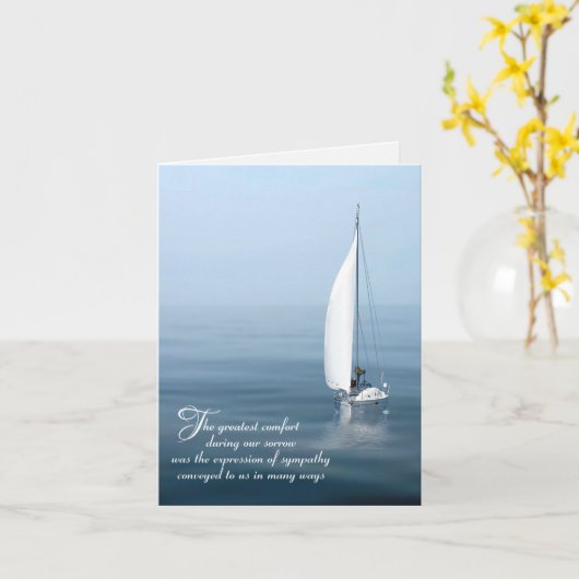 ブルーウォーターに帆船悔やみや弔慰ありがとう カード (黄色い花)
