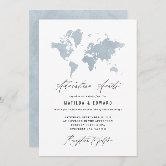 ブルーウォーターのカラーのワールド結婚マップの旅行 (正面/裏面)