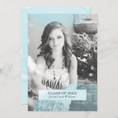 ブルーウォーターのカラーの卒業への招待 招待状 (正面/裏面)