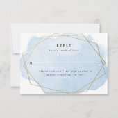 ブルーウォーターのカラースプラッシュ、金ゴールドジオフレーム返信カード (正面)