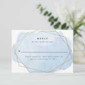 ブルーウォーターのカラースプラッシュ、金ゴールドジオフレーム返信カード (スタンド正面)