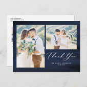 ブルーウォーターのカラーフォトコラージュ結婚の感謝 ポストカード (正面/裏面)