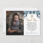 ブルーウォーターのカラーフローラ |フェイク金ゴールドバプテスマ サンキューカード (正面)