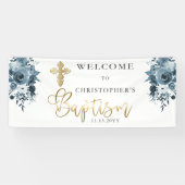 ブルーウォーターのカラーフローラ |フェイク金ゴールドバプテスマ 横断幕 (横)