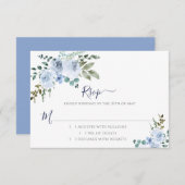 ブルーウォーターのカラーフローラ |淡い青 出欠カード (正面/裏面)