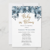 ブルーウォーターのカラーフローラ |金ゴールドシャワーベビー 招待状 (正面)