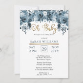 ブルーウォーターのカラーフローラ | Boy Oh Baby Shower 招待状 (正面)