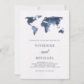 ブルーウォーターのカラーワールドマップ | 結婚s 招待状 (正面)