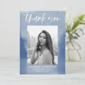 ブルーウォーターのカラー写真の卒業 サンキューカード (スタンド正面)