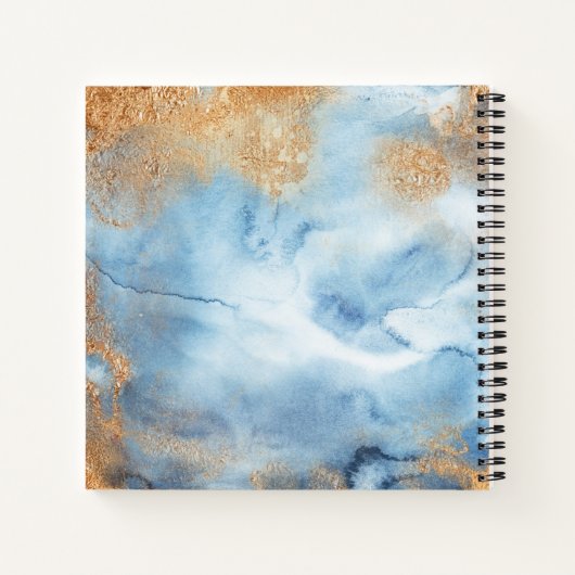 ブルーウォーターのカラー抽象芸術名スクリプト ノートブック (裏面)