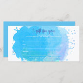 ブルーウォーターのスプラッシュ事業ギフト証明書 (正面/裏面)