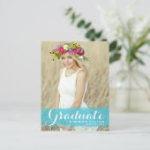 ブルーウォーターのスプラッシュ写真卒業 ポストカード (スタンド正面)