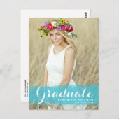 ブルーウォーターのスプラッシュ写真卒業 ポストカード (正面/裏面)