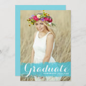 ブルーウォーターのスプラッシュ写真卒業 招待状 (正面/裏面)