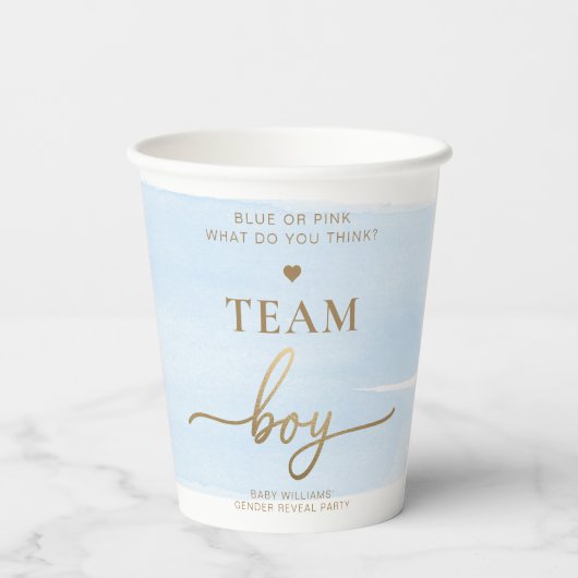 ブルーウォーターのチームガールジェンダーリビールパーティー 紙コップ (裏面)