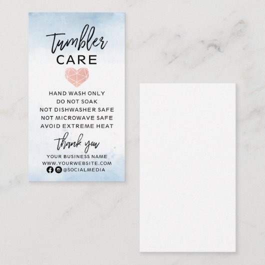 ブルーウォーターのハートタンブラー気に付き 名刺 (正面/裏面)