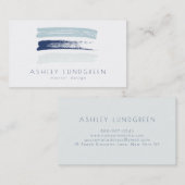 ブルーウォーターのブラシストロークモダン 名刺 (正面/裏面)