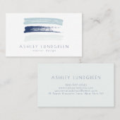 ブルーウォーターのブラシストロークモダン 名刺 (正面/裏面)