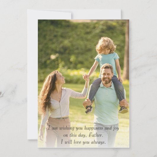 ブルーウォーターの上に金箔の色の父の日カード 案内状 (裏面)