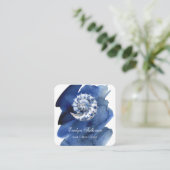 ブルーウォーターの名刺にシーシェルのロゴを貼る スクエア名刺 (スタンド正面)