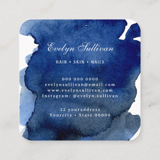 ブルーウォーターの名刺にシーシェルのロゴを貼る スクエア名刺 (裏面)