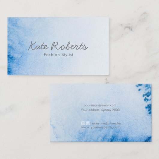 ブルーウォーターの名刺 |ミニマル 名刺 (正面/裏面)