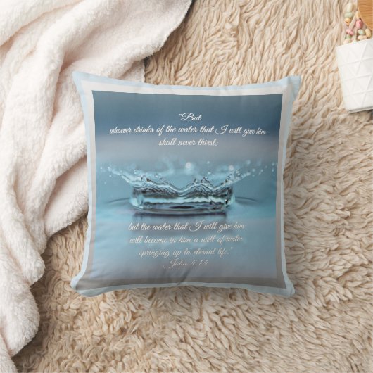 ブルーウォーターの生活は聖書の聖句ヨハネを口渇させない クッション (ブランケット)