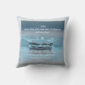 ブルーウォーターの生活は聖書の聖句ヨハネを口渇させない クッション (裏面)