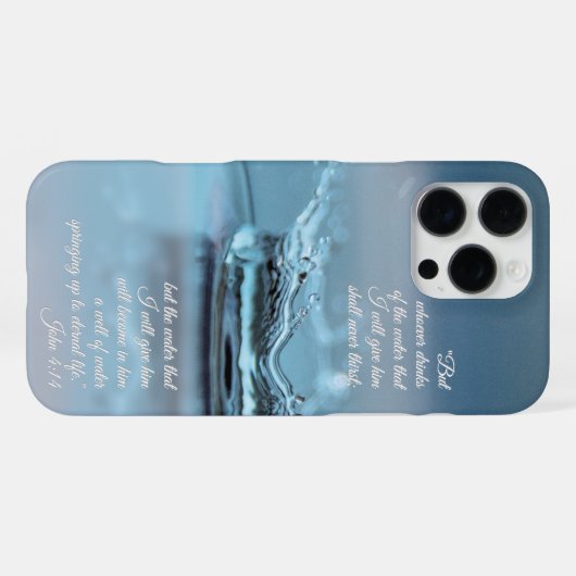 ブルーウォーターの生活は聖書の聖句ヨハネを口渇させない iPhoneケース (裏面横)