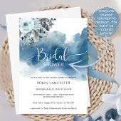 ブルーウォーターの色とフローラブライダルシャワー/ブランチ 招待状