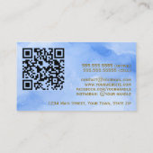 ブルーウォーターの色と金ゴールドプロフェッショナルQRコード 名刺 (裏面)