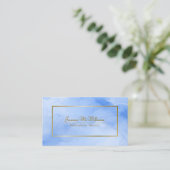 ブルーウォーターの色と金ゴールドプロフェッショナルQRコード 名刺 (スタンド正面)