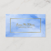 ブルーウォーターの色と金ゴールドプロフェッショナルQRコード 名刺 (正面)