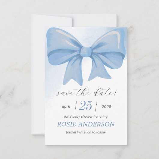 ブルーウォーターの色の弓ベビーシャワー セーブザデート (正面)
