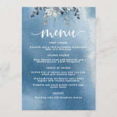 ブルーウォーターの色の洗い物と葉のメニエレガントュー メニュー (正面)