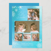 ブルーウォーターの色の雪の結晶それを雪写真に置く シーズンカード (正面/裏面)