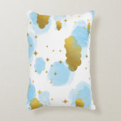 ブルーウォーターの色の雲金ゴールド星空 アクセントクッション (正面(垂直))