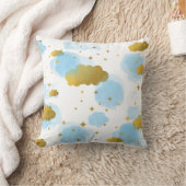 ブルーウォーターの色の雲金ゴールド星空 クッション (ブランケット)