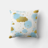 ブルーウォーターの色の雲金ゴールド星空 クッション (裏面)