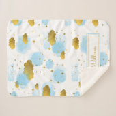 ブルーウォーターの色の雲金ゴールド星空 シェルパブランケット (正面(横))