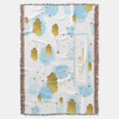 ブルーウォーターの色の雲金ゴールド星空 スローブランケット (正面縦)